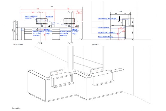 Plan 4. OG Empfangsanlage in 3D